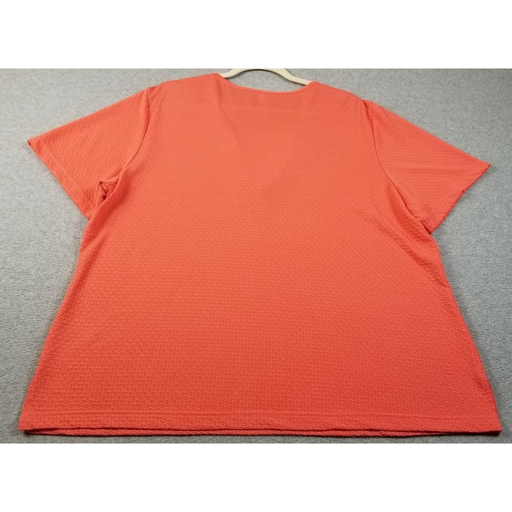BonWorth Top Womens XL Extra Large Orange See Through Short Sleeve Stretch Knit - Picture 5 of 12